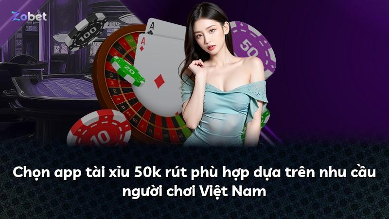 Chọn app tài xỉu 50k rút phù hợp dựa trên nhu cầu người chơi Việt Nam